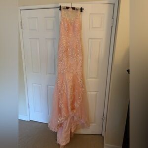 Pink prom dress with flowers and sequins 💕